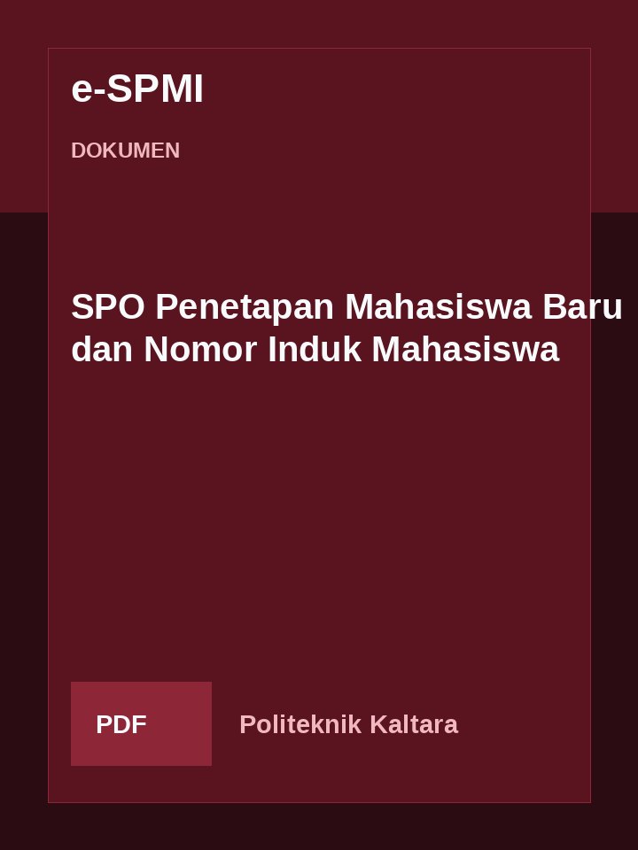 Cover SPO Penetapan Mahasiswa Baru dan Nomor Induk Mahasiswa