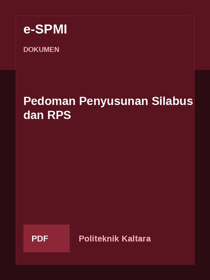 Cover Pedoman Penyusunan Silabus dan RPS