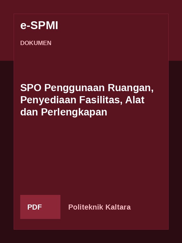 Cover SPO Penggunaan Ruangan, Penyediaan Fasilitas, Alat dan Perlengkapan