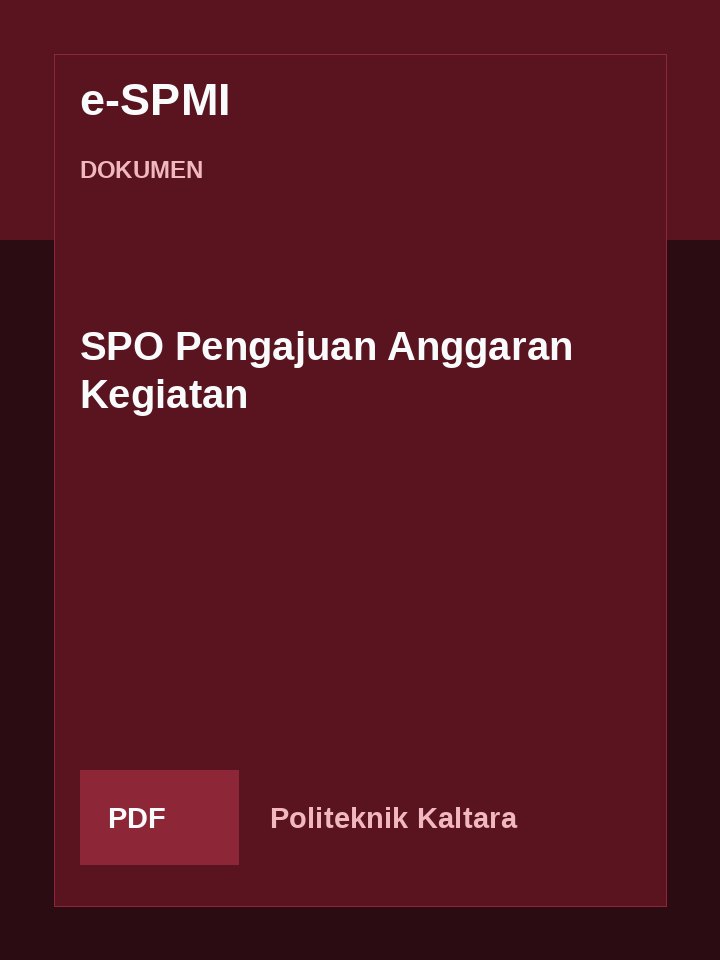 Cover SPO Pengajuan Anggaran Kegiatan