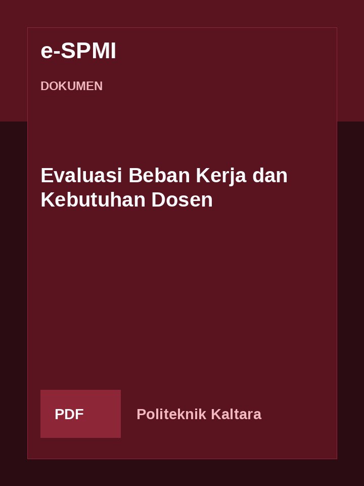 Cover Evaluasi Beban Kerja dan Kebutuhan Dosen