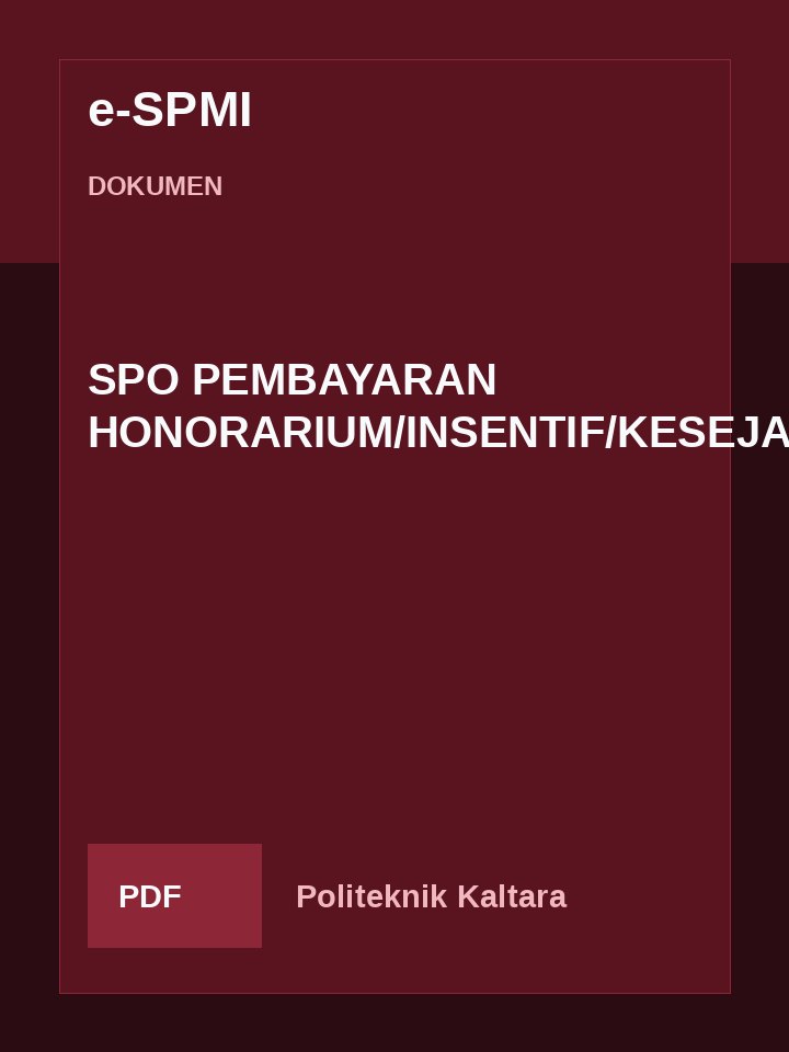 Cover SPO PEMBAYARAN HONORARIUM/INSENTIF/KESEJAHTERAAN
