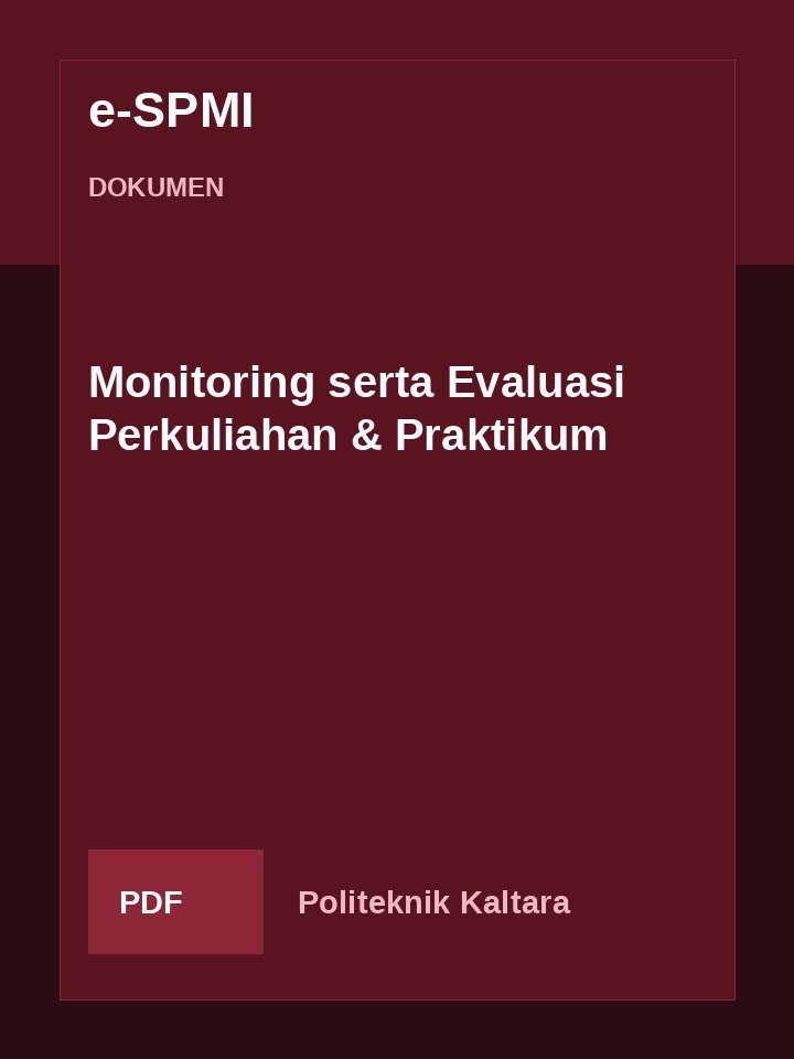 Cover Monitoring serta Evaluasi Perkuliahan & Praktikum