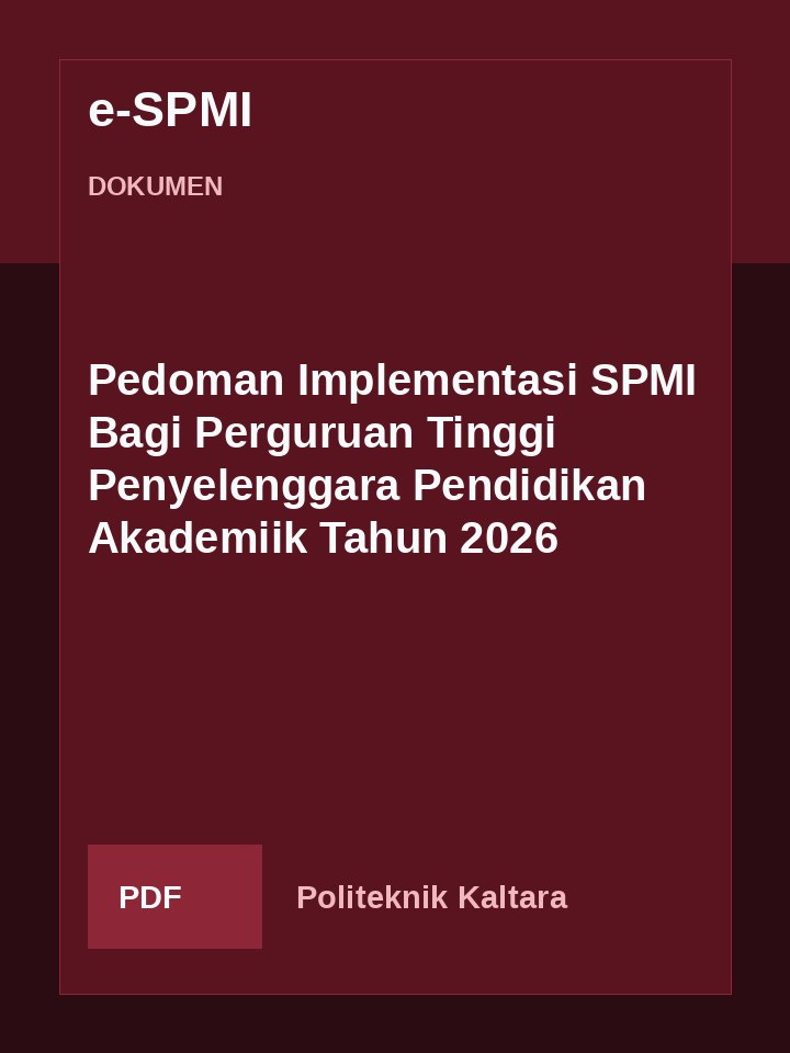 Cover Pedoman Implementasi SPMI Bagi Perguruan Tinggi Penyelenggara Pendidikan Akademiik Tahun 2026