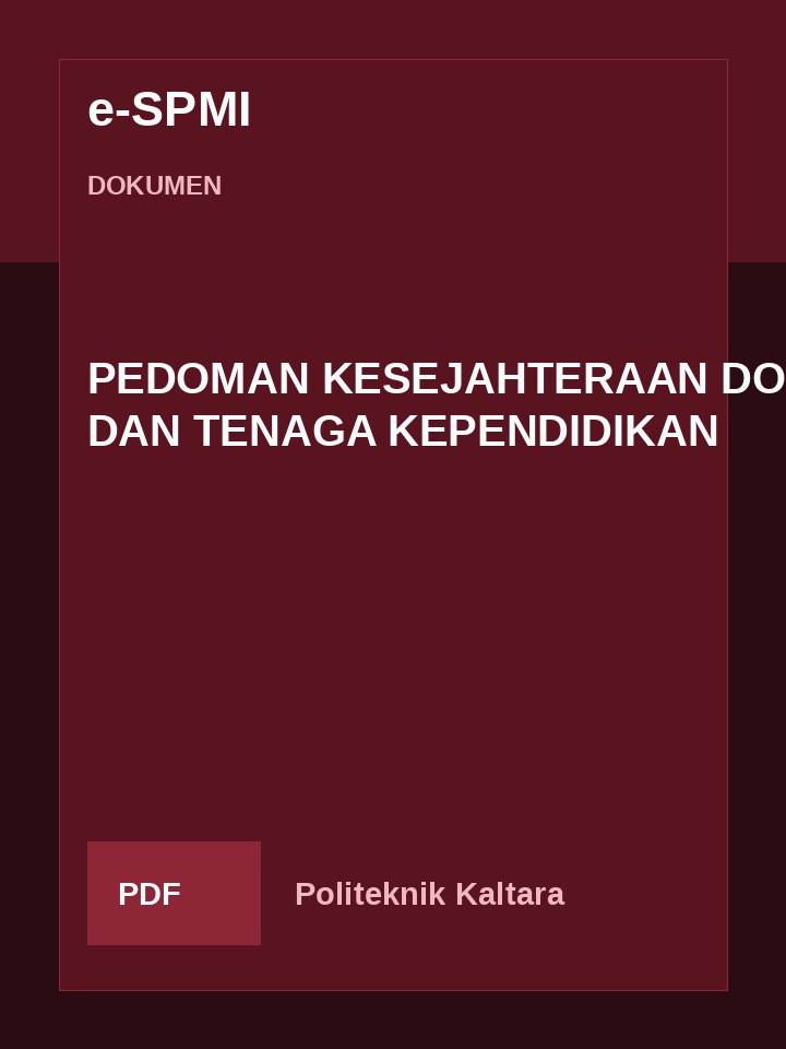 Cover PEDOMAN KESEJAHTERAAN DOSEN DAN TENAGA KEPENDIDIKAN