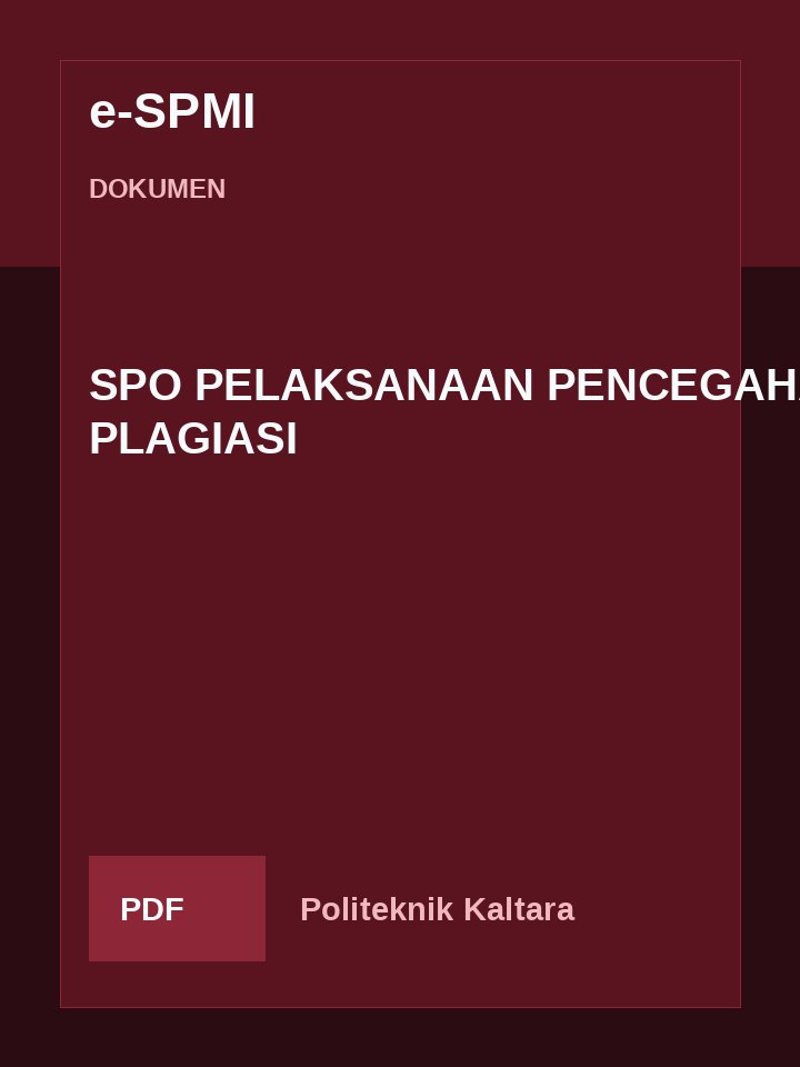 Cover SPO PELAKSANAAN PENCEGAHAN PLAGIASI