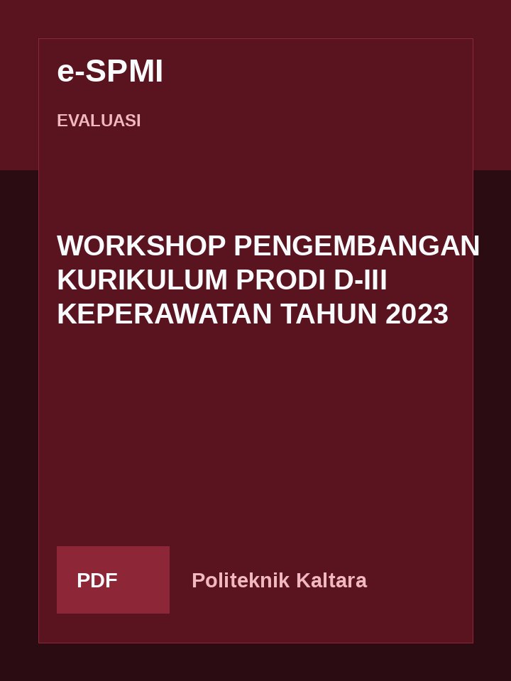 Cover WORKSHOP PENGEMBANGAN KURIKULUM PRODI D-III KEPERAWATAN TAHUN 2023