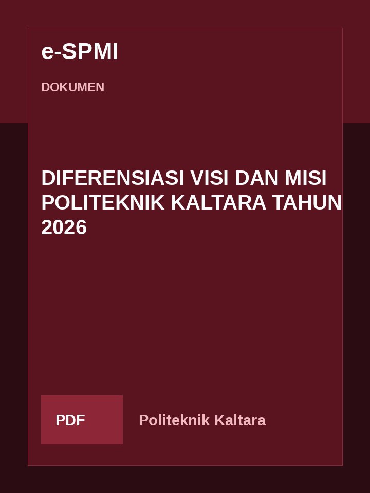 Cover DIFERENSIASI VISI DAN MISI POLITEKNIK KALTARA TAHUN 2026
