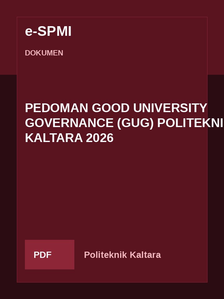 Cover PEDOMAN GOOD UNIVERSITY GOVERNANCE (GUG) POLITEKNIK KALTARA 2026