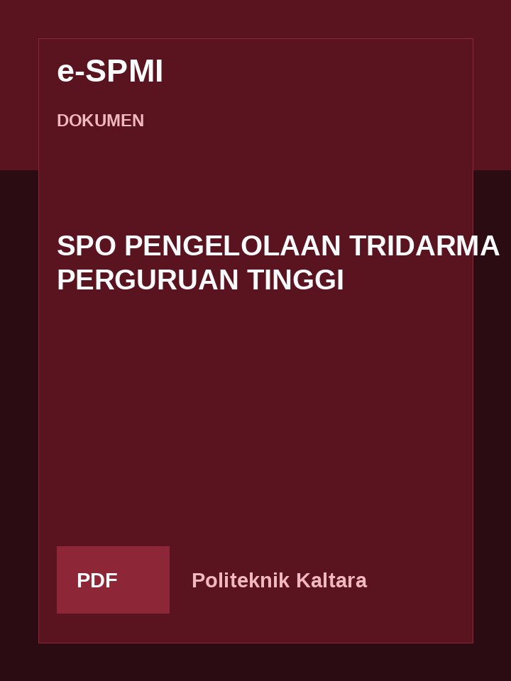 Cover SPO PENGELOLAAN TRIDARMA PERGURUAN TINGGI