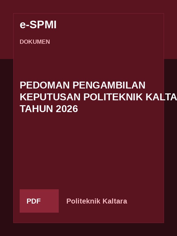 Cover PEDOMAN PENGAMBILAN KEPUTUSAN POLITEKNIK KALTARA  TAHUN 2026