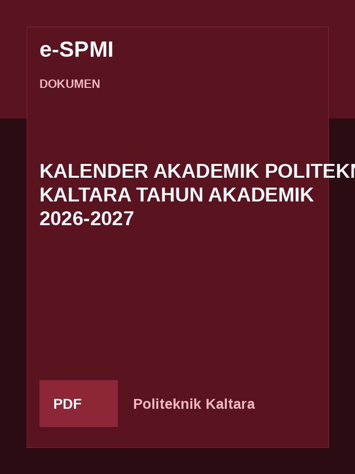 Cover KALENDER AKADEMIK POLITEKNIK KALTARA TAHUN AKADEMIK 2026-2027
