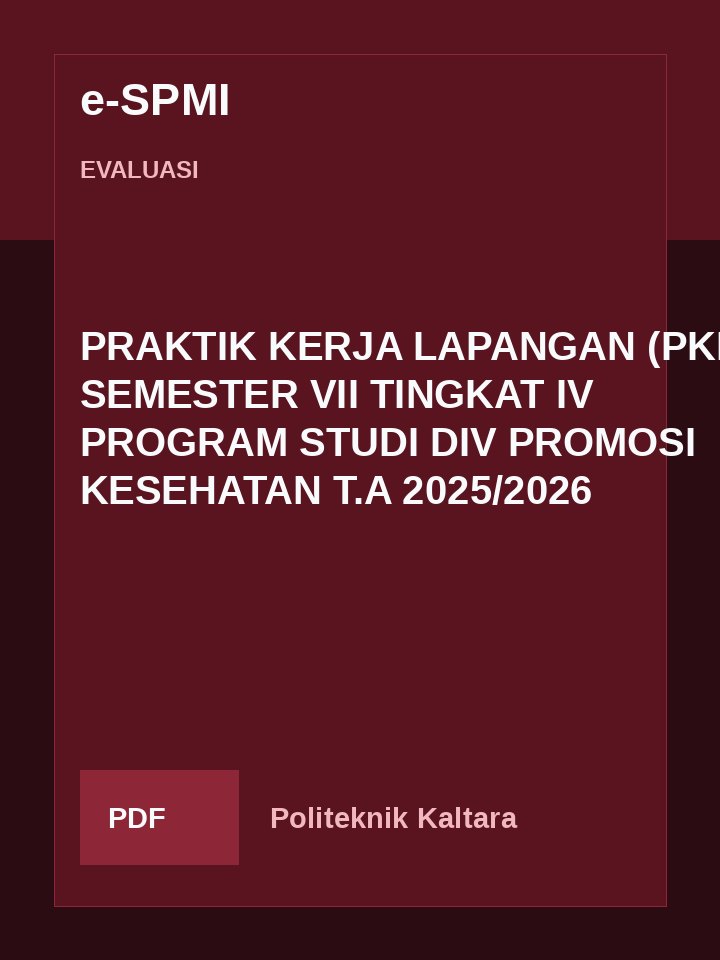 Cover PRAKTIK KERJA LAPANGAN (PKL) SEMESTER VII TINGKAT IV PROGRAM STUDI DIV PROMOSI KESEHATAN T.A 2025/2026