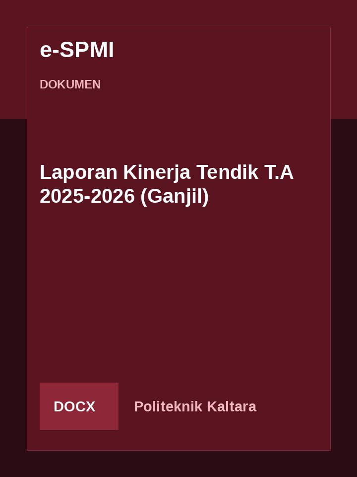 Cover Laporan Kinerja Tendik T.A 2025-2026 (Ganjil)