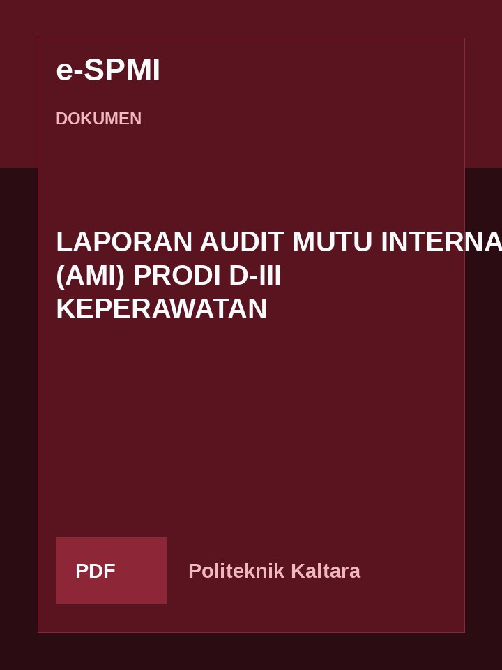 Cover LAPORAN AUDIT MUTU INTERNAL (AMI) PRODI D-III KEPERAWATAN