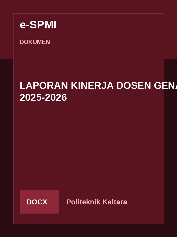 Cover LAPORAN KINERJA DOSEN GENAP 2025-2026