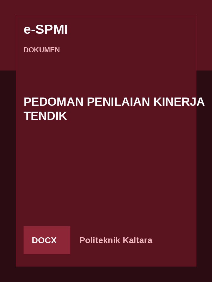 Cover PEDOMAN PENILAIAN KINERJA TENDIK