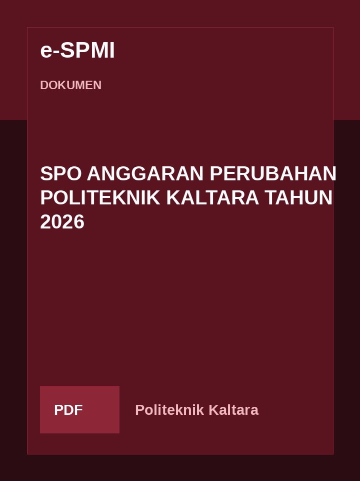 Cover SPO ANGGARAN PERUBAHAN POLITEKNIK KALTARA TAHUN 2026