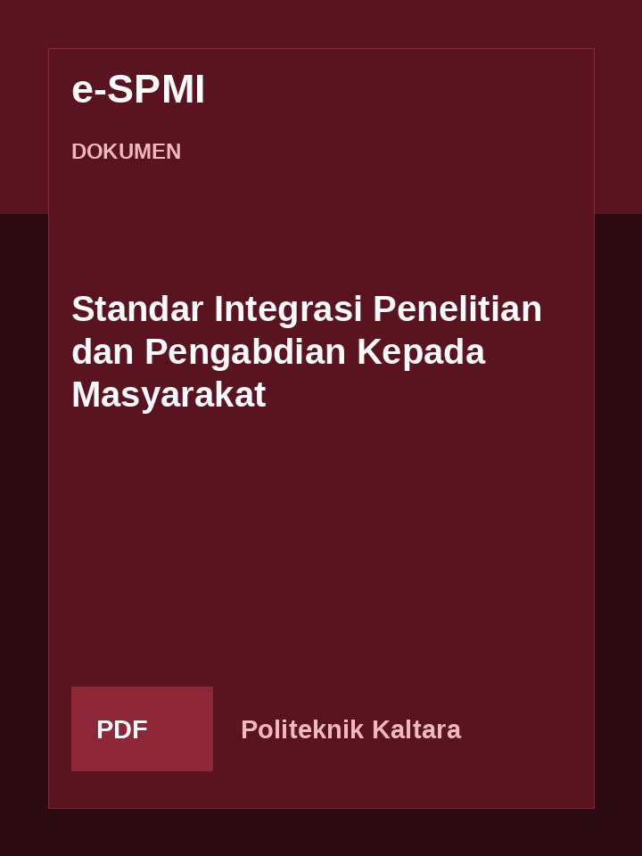 Cover Standar Integrasi Penelitian dan Pengabdian Kepada Masyarakat