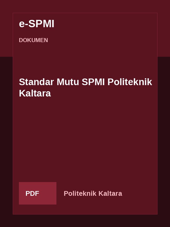 Cover Standar Mutu SPMI Politeknik Kaltara